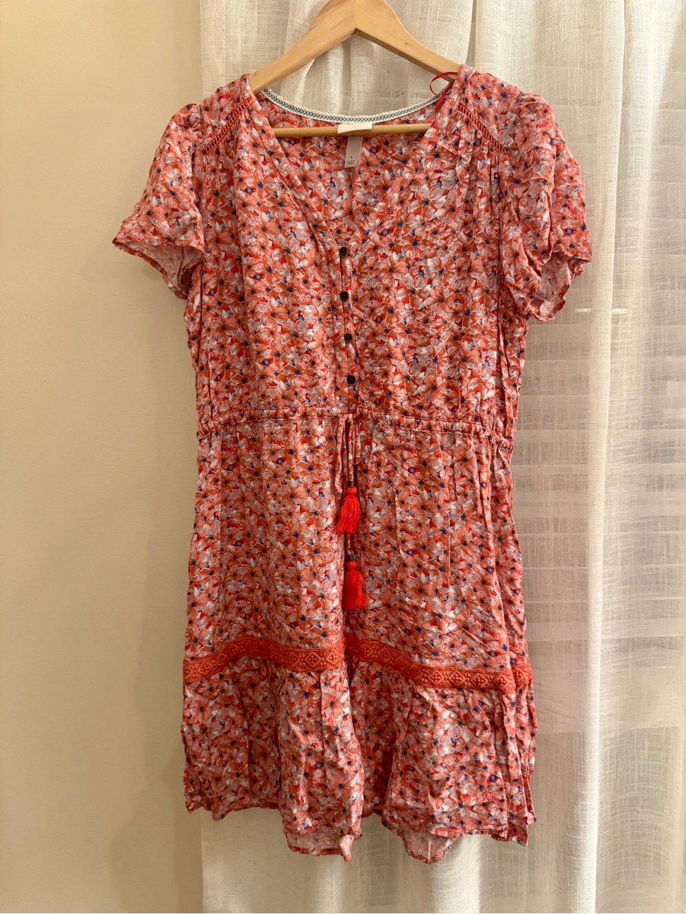 Knox Rose Coral Floral Tie-Front Mini Dress